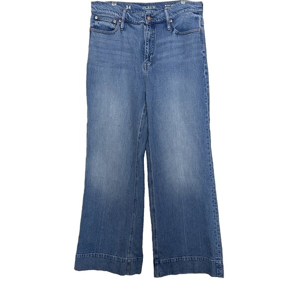 J. Crew Wide Leg Trouser Jeans Women's Size 34 Chambray Blue BP482 - Picture 2 of 11